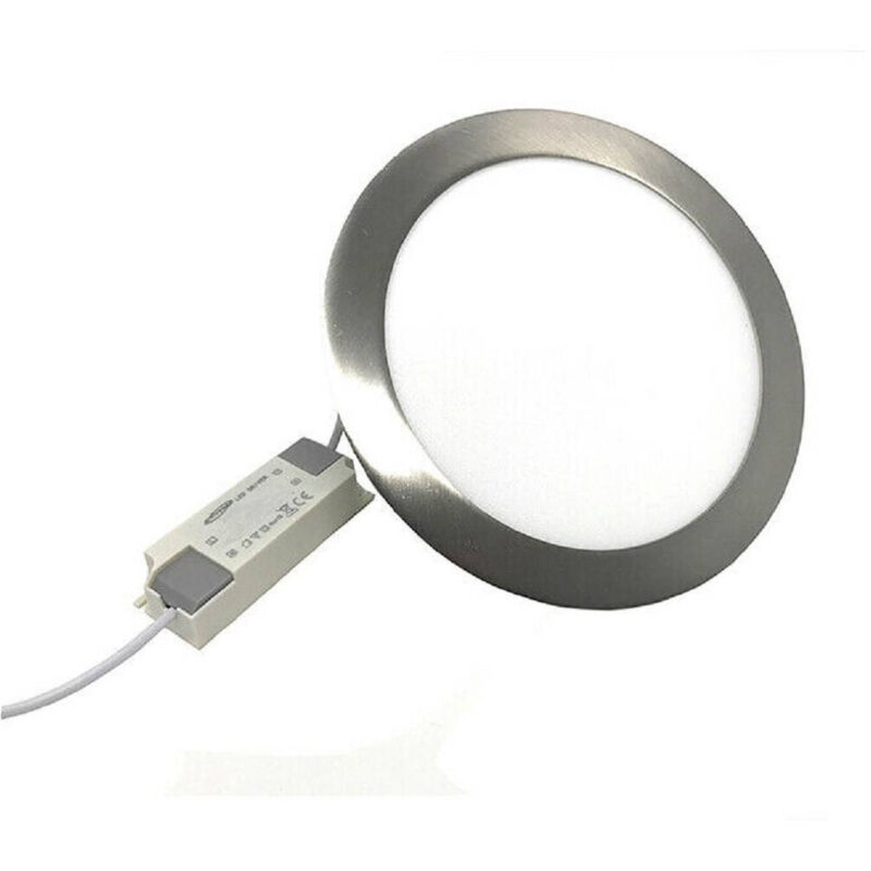 foto del prodotto trade shop traesio pannello led incasso silver tondo slim 3 w luce 6500k 3000k 4000k p73a a bianco freddo 