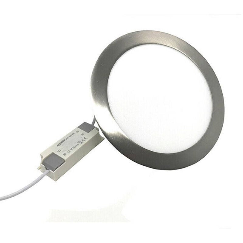 foto del prodotto trade shop traesio pannello led incasso silver tondo slim 3 w luce 6500k 3000k 4000k p73a a bianco naturale 