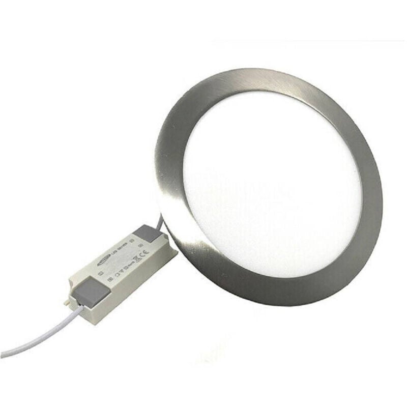 foto del prodotto trade shop traesio pannello led incasso silver tondo slim 6w p105aa plafoniera luce 6500k 3000k 4000k bianco naturale 