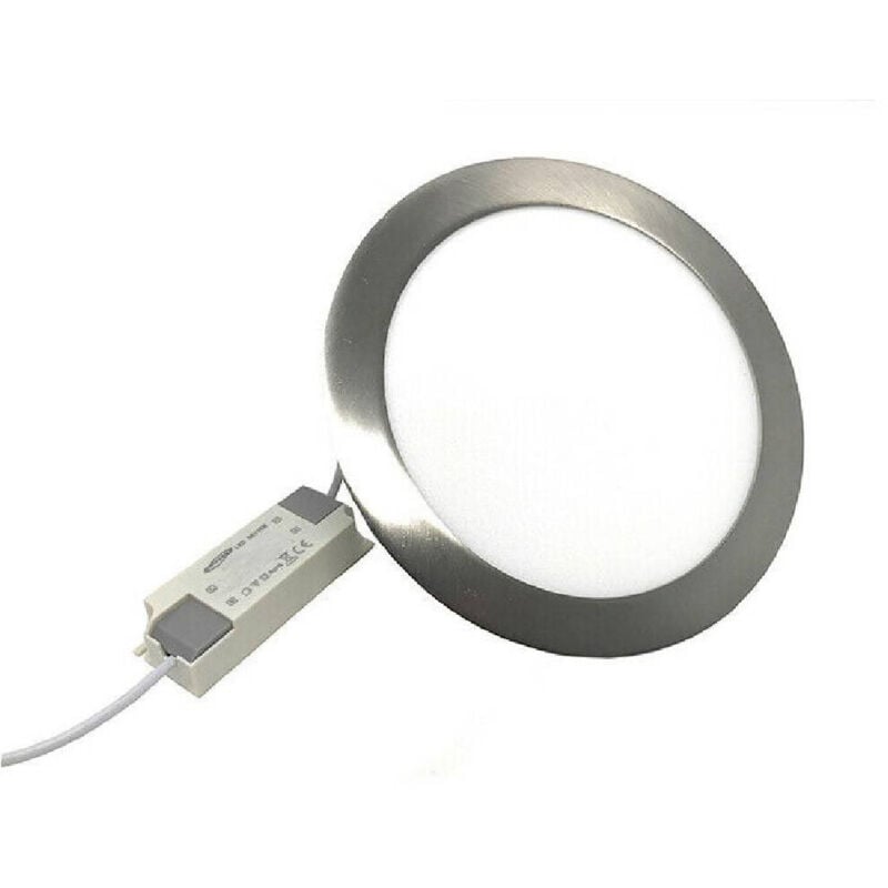foto del prodotto trade shop traesio - pannello led slim 18w incasso tondo bordo silver luce 3000k 4000k 6500k p205aa - -bianco naturale -