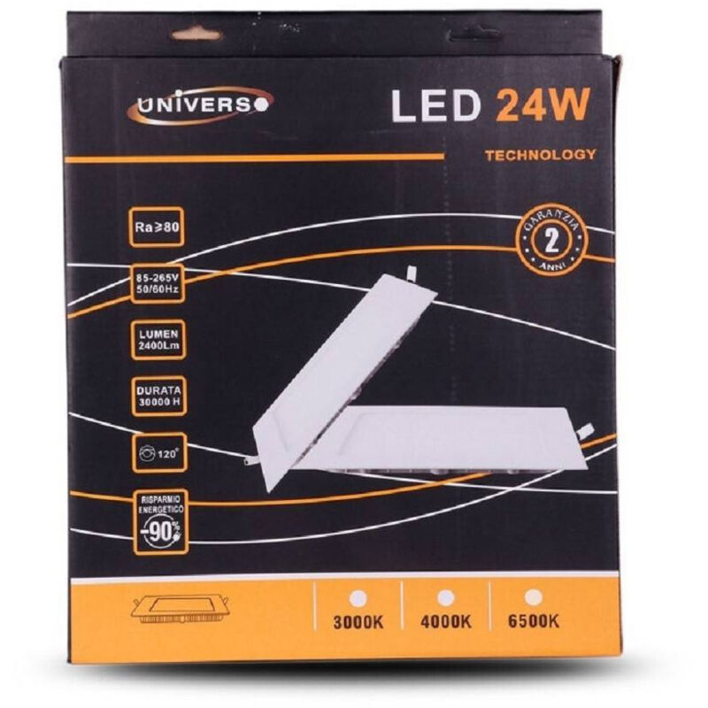 foto del prodotto trade shop traesio pannello led slim 24w incasso quadrato luce bianco caldo freddo naturale p285aq bianco freddo 