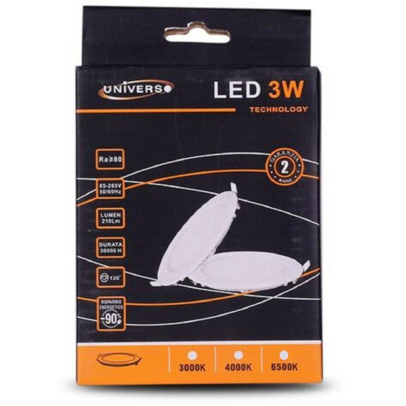 foto del prodotto trade shop traesio pannello led slim 3w incasso quadrato in pvc bianco caldo freddo naturale p73aq bianco caldo 