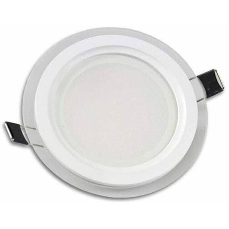 foto del prodotto trade shop traesio pannello led slim incasso bordo in vetro tondo 6w luce 6500k 4000k 3000k p 75et bianco freddo 