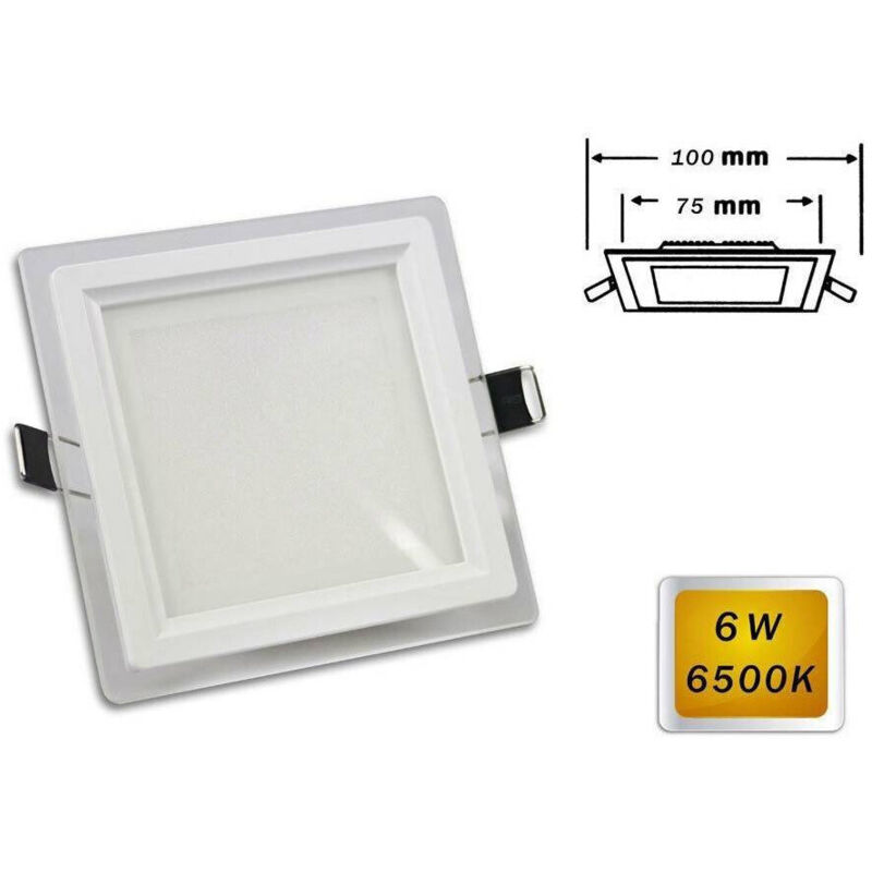 foto del prodotto trade shop traesio pannello led slim incasso bordo vetro quadrato 6w luce 6500k 4000k 3000k p 75eq bianco freddo 