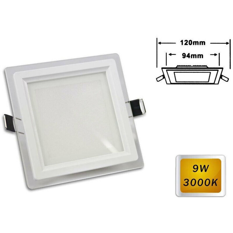 foto del prodotto trade shop traesio pannello led slim incasso bordo vetro quadrato 9w luce 6500k 3000k 4000k p 94eq bianco caldo 