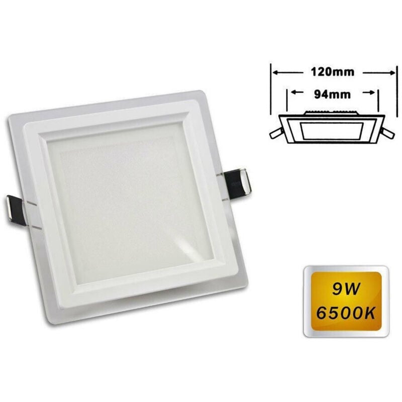 foto del prodotto trade shop traesio pannello led slim incasso bordo vetro quadrato 9w luce 6500k 3000k 4000k p 94eq bianco freddo 