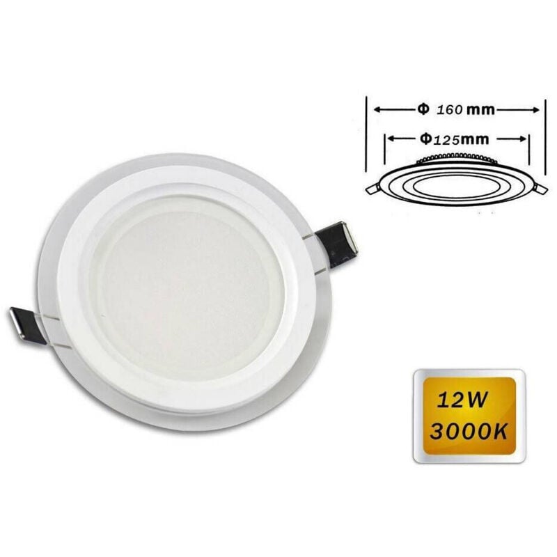 foto del prodotto trade shop traesio pannello led slim incasso bordo vetro tondo 12 w luce 6500k 3000k 4000k p 125et bianco freddo 