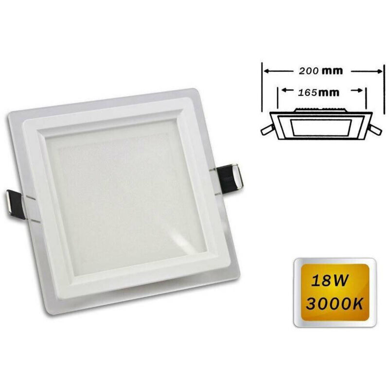 foto del prodotto trade shop traesio pannello led slim incasso quadrato 18 watt luce 4000k 6500k 3000k 265v p 165eq bianco caldo 