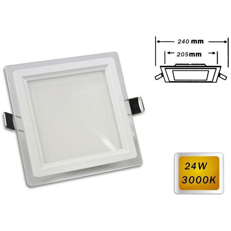 foto del prodotto trade shop traesio pannello led slim incasso quadrato 24 watt luce 3000k 6500k 4000k 265v p 205eq bianco caldo 