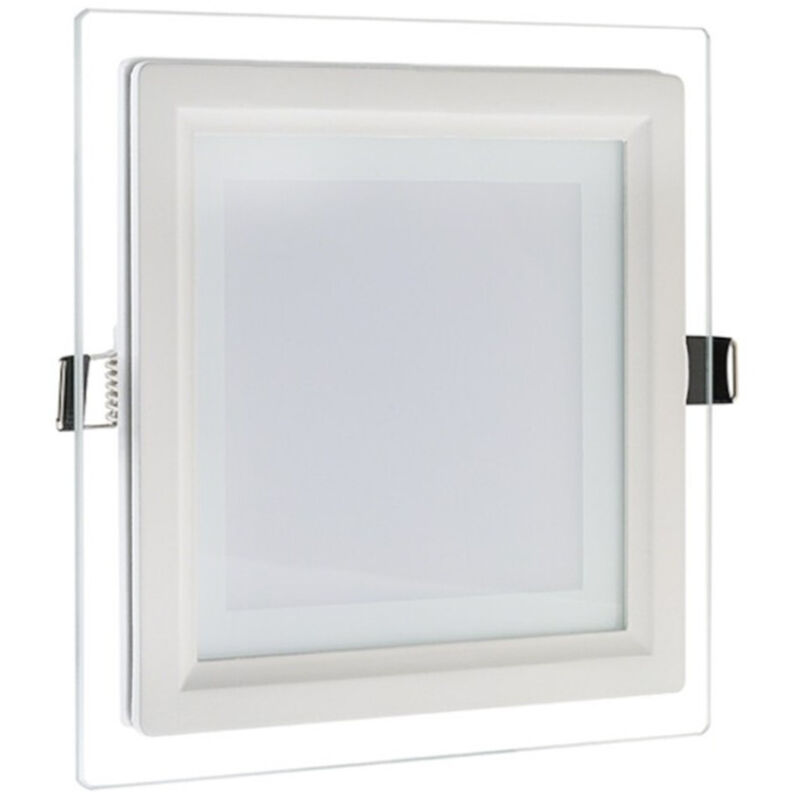 foto del prodotto trade shop traesio pannello led slim quadrato incasso cornice vetro 12w cct 3000k 4000k 6500k p125e q3c 
