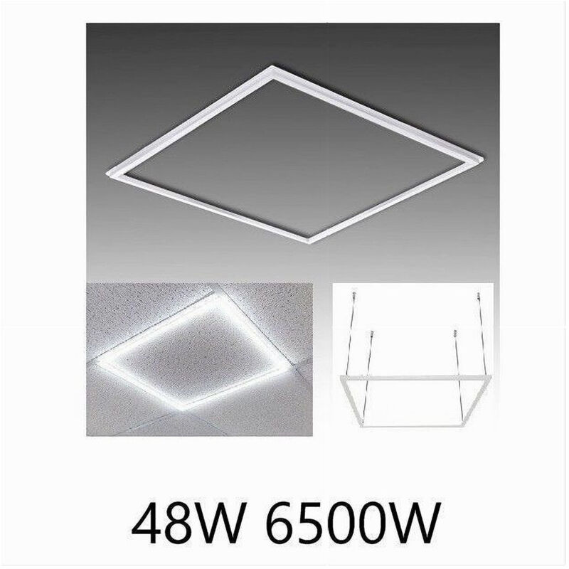 foto del prodotto trade shop traesio pannello led telaio luminoso cornice 60x60 cm 48 w 5700lm lampadario sospensione tot bianco freddo 