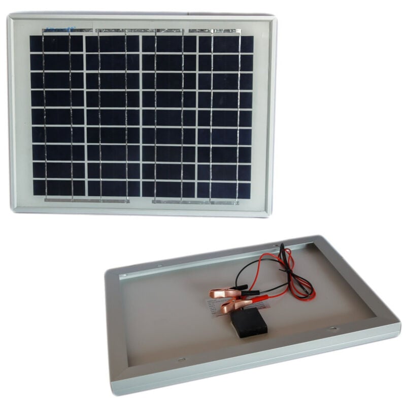 foto del prodotto trade shop traesio pannello solare modulo fotovoltaico 20w 20watt 12v celle silicio pinze batteria 