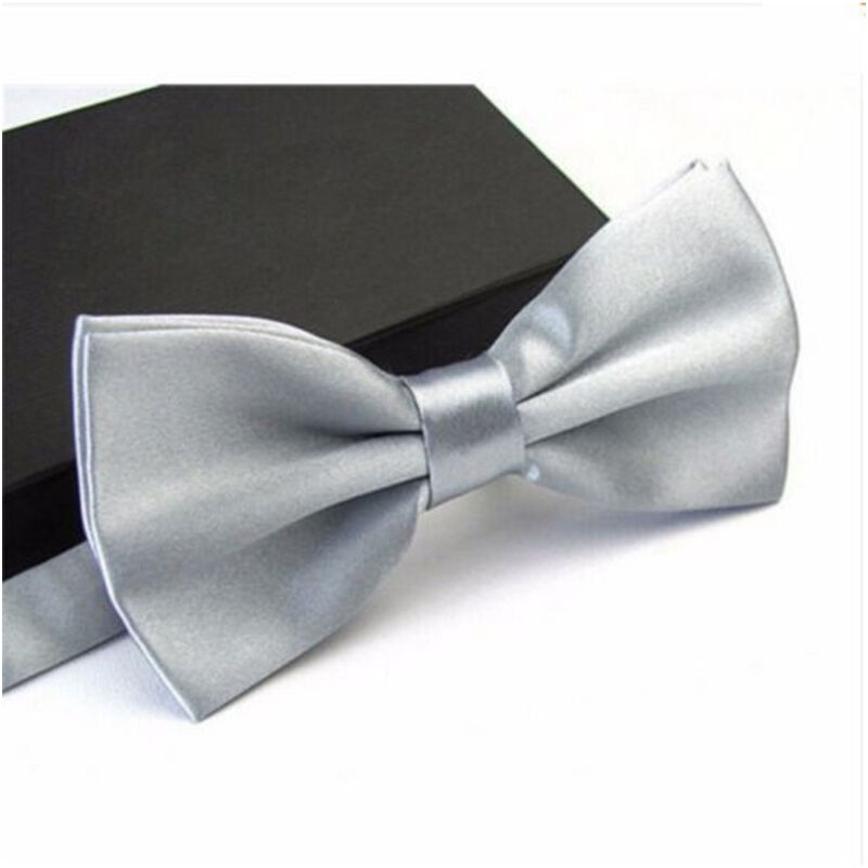 foto del prodotto trade shop traesio papillon cravattino bambino seta raso bimbo farfalla per cerimonie vari colori grigio argento