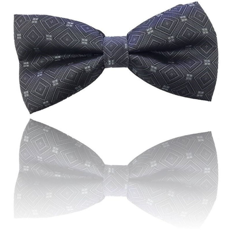 foto del prodotto trade shop traesio papillon rombi grigio scuro quadri cravattino farfallino cravatta frack papion 