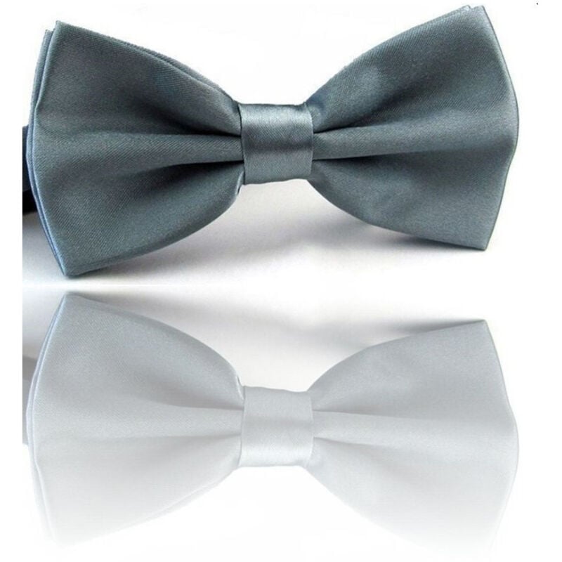 foto del prodotto trade shop traesio papillon seta grigio perla cravattino farfallino cravatta frack uomo donna 