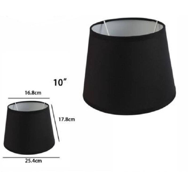 foto del prodotto trade shop traesio paralume conico cilindro cappello ricambio per lampada e applique in tessuto tnt nero 10 