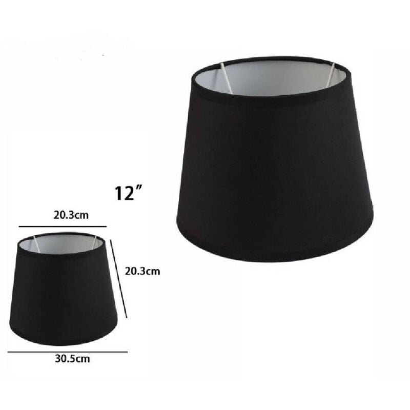 foto del prodotto trade shop traesio paralume conico cilindro cappello ricambio per lampada e applique in tessuto tnt nero 12 