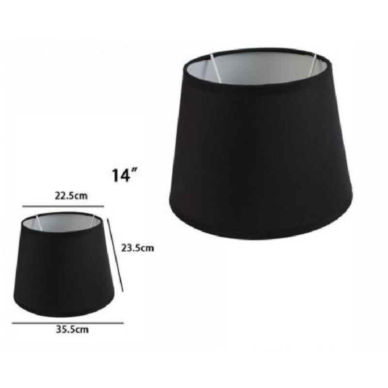 foto del prodotto trade shop traesio paralume conico cilindro cappello ricambio per lampada e applique in tessuto tnt nero 14 