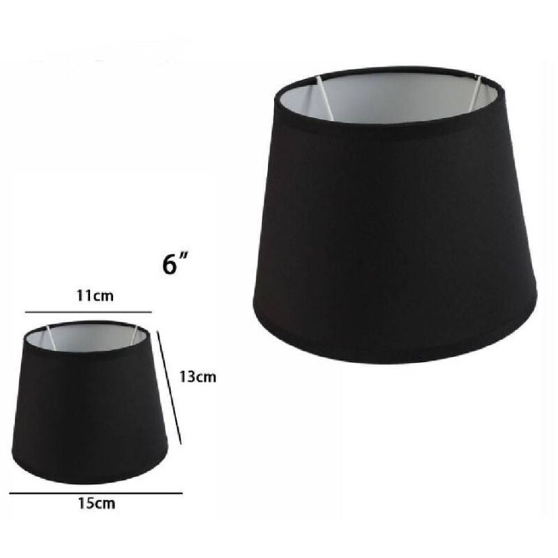 foto del prodotto trade shop traesio paralume conico cilindro cappello ricambio per lampada e applique in tessuto tnt nero 6 