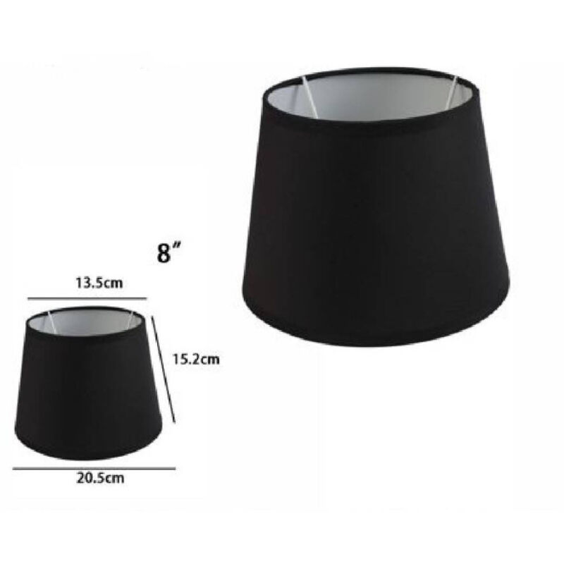 foto del prodotto trade shop traesio paralume conico cilindro cappello ricambio per lampada e applique in tessuto tnt nero 8 