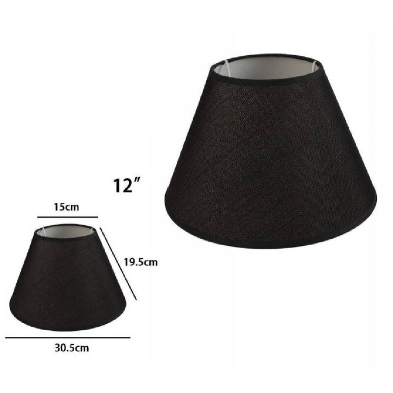immagine 0 del prodotto trade shop traesio paralume conico cilindro classico ricambio per lampada e applique in tessuto tnt nero 12 