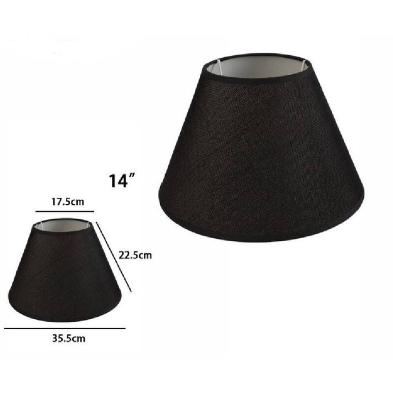 foto del prodotto trade shop traesio paralume conico cilindro classico ricambio per lampada e applique in tessuto tnt nero 14 