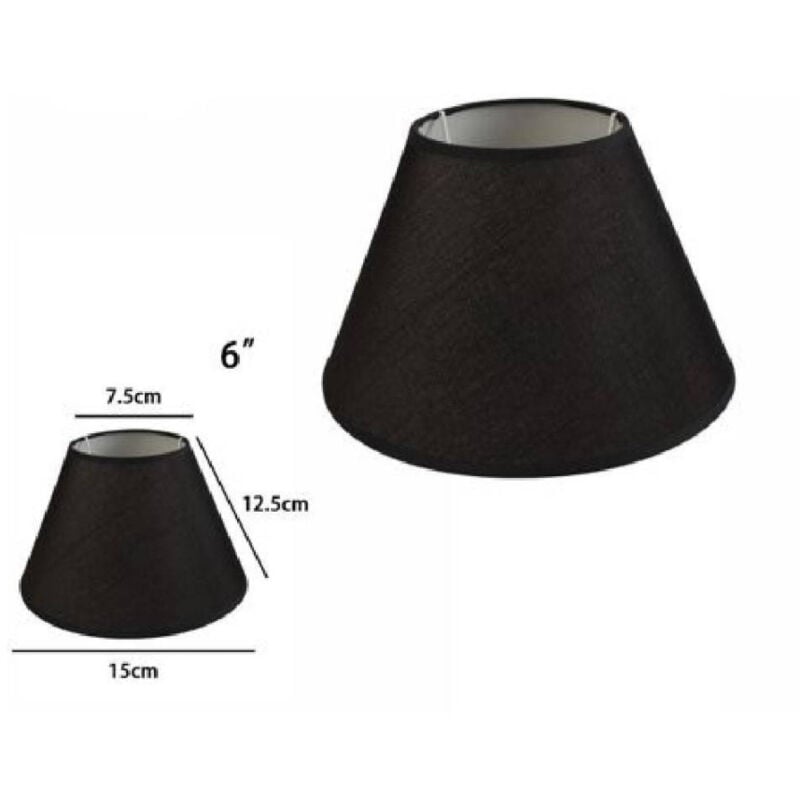 foto del prodotto trade shop traesio paralume conico cilindro classico ricambio per lampada e applique in tessuto tnt nero 6 
