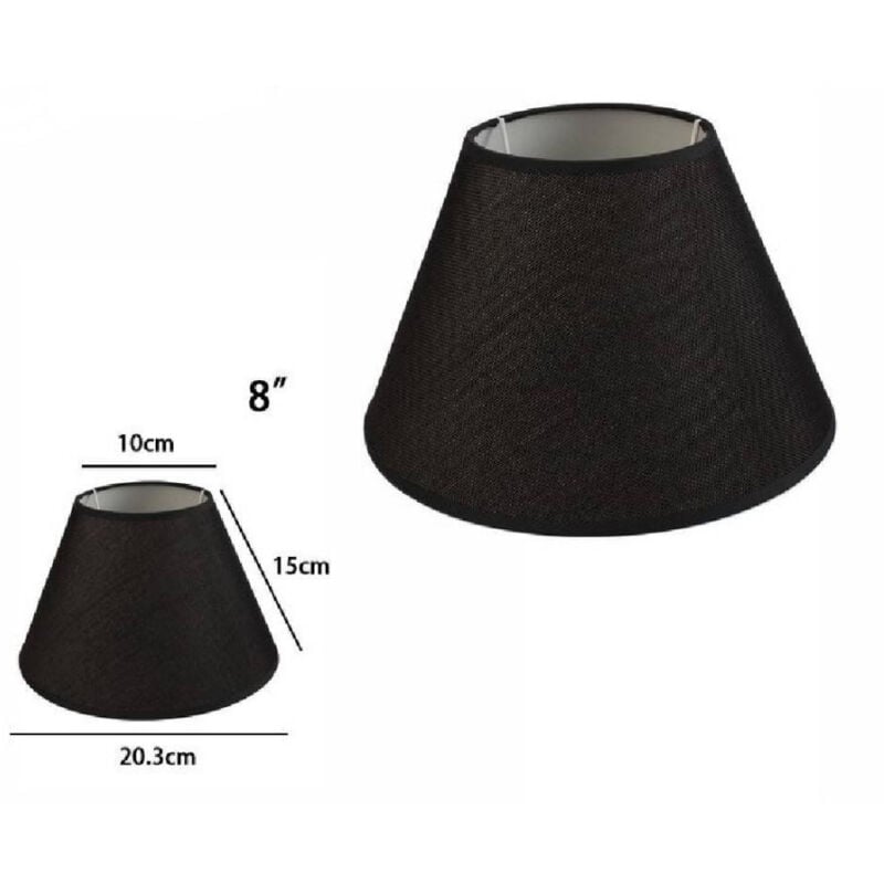 foto del prodotto trade shop traesio paralume conico cilindro classico ricambio per lampada e applique in tessuto tnt nero 8 