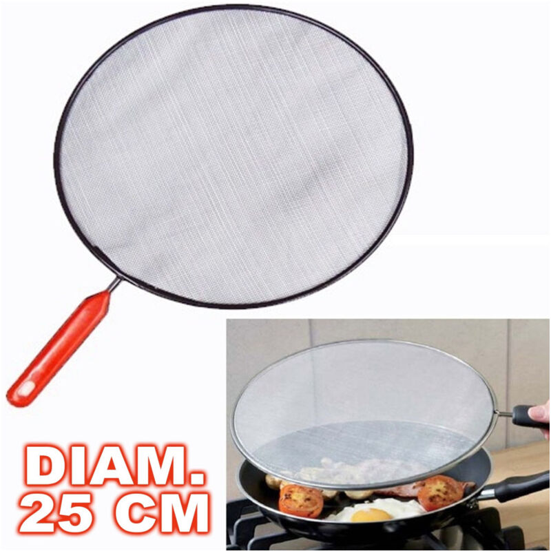 foto del prodotto trade shop traesio paraschizzi paraspruzzi diametro 25 per padella pentola spruzzi frittura cucina 