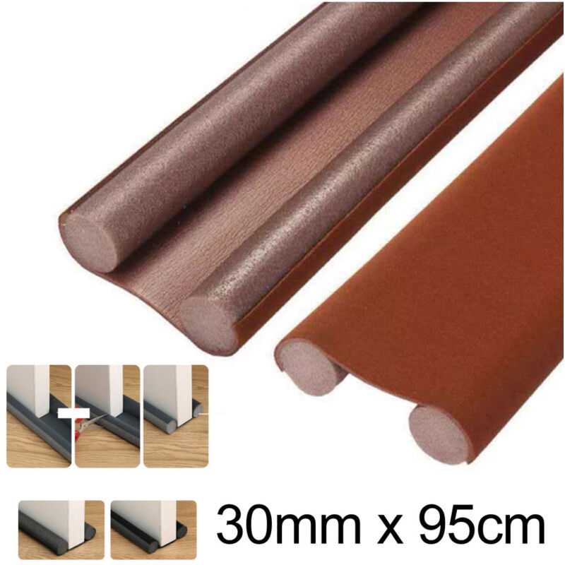 foto del prodotto trade shop traesio paraspifferi sottoporta per porte 95 cm doppia guarnizione antirumore marrone 