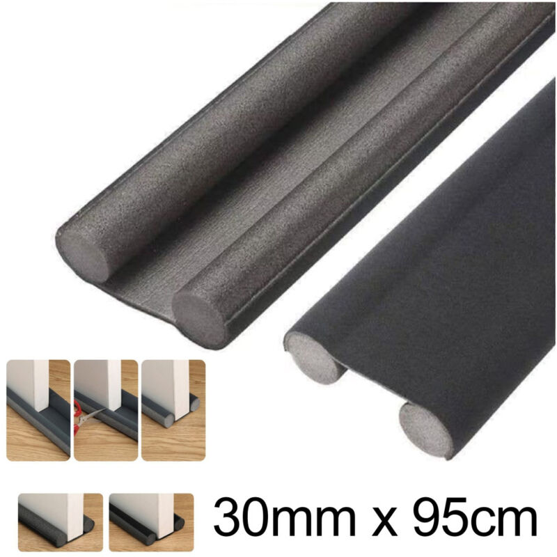 foto del prodotto trade shop traesio paraspifferi sottoporta per porte 95 cm doppia guarnizione antirumore nero 