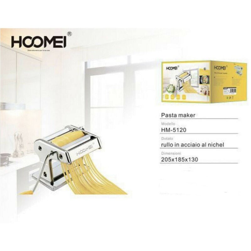 foto del prodotto trade shop traesio pasta maker macchina pasta fresca 9 posizioni acciaio hoomei hm 5120 casa cucina 