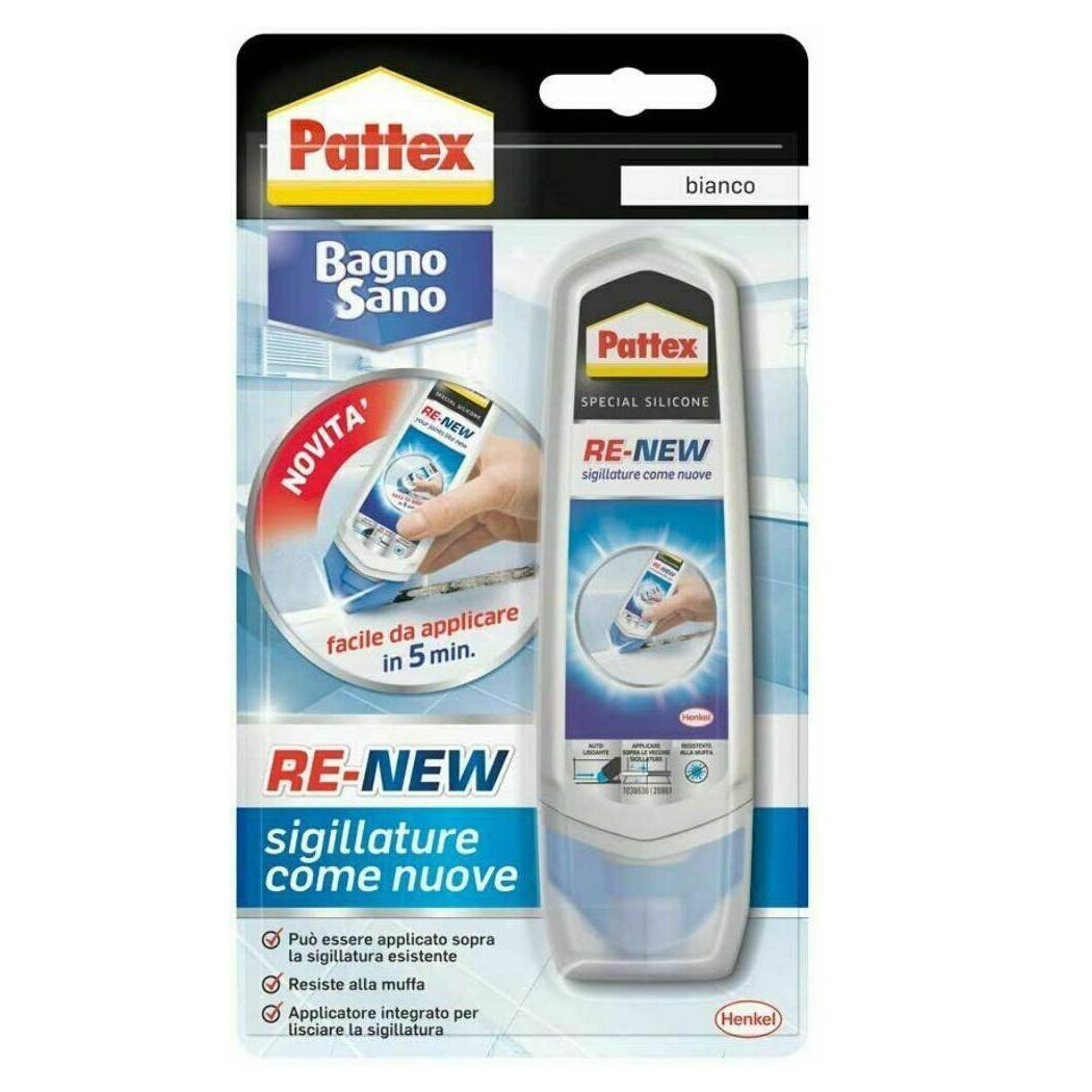 foto del prodotto trade shop traesio pattex bagno sano renew sigillante bianco silicone impermeabile antimuffa 100 ml 