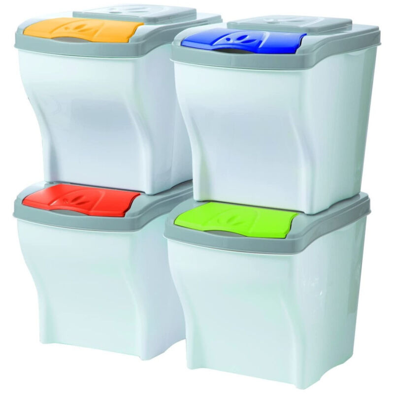 foto del prodotto trade shop traesio pattumiera per raccolta differenziata 4 colori verticale bidoni spazzatura 80 lt 