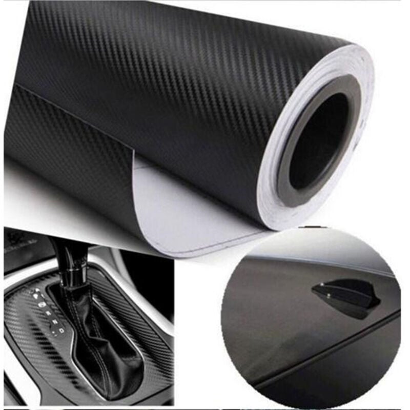 foto del prodotto trade shop traesio pellicola adesiva in carbonio 3d antigraffi adesivo car wrapping auto moto nero 50x70 cm 