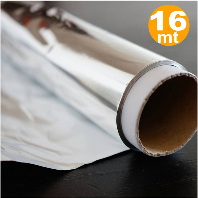 foto del prodotto trade shop traesio pellicola alluminio per alimenti 16 mt ultraresistente conserva protegge e cuoce 