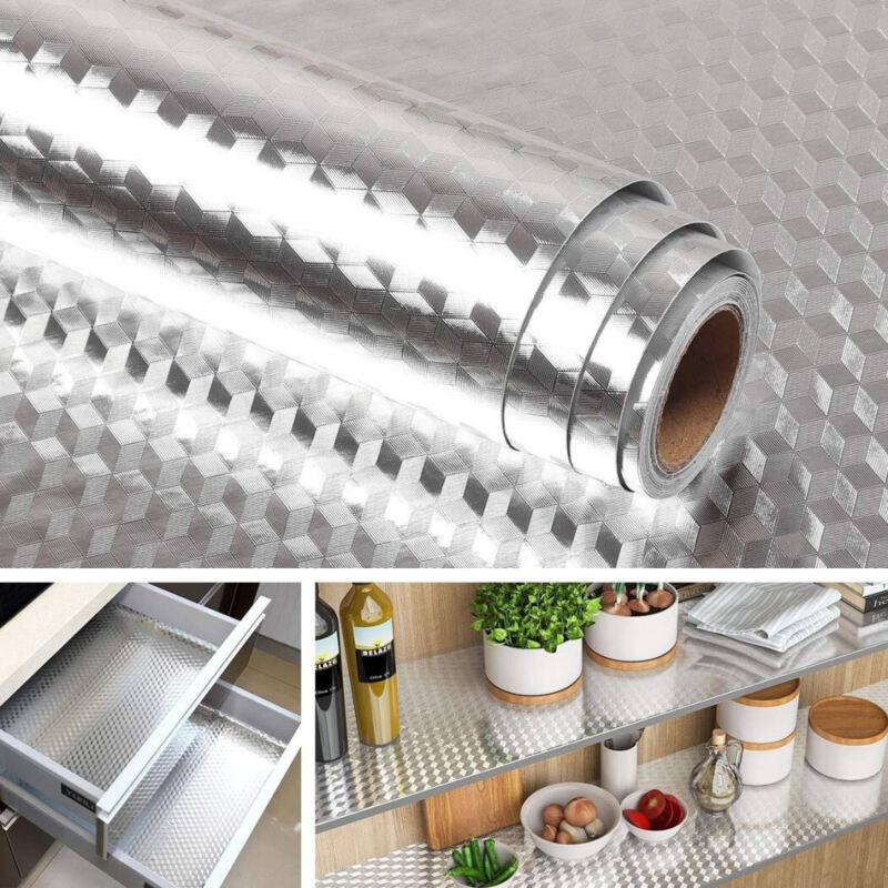 foto del prodotto trade shop traesio pellicola protettiva adesiva per cucina foglio carta alluminio impermeabile 40x2 