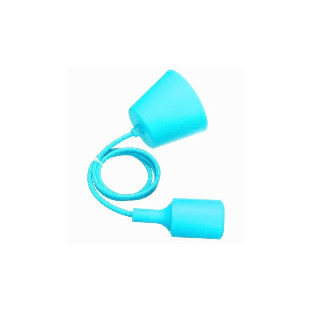 foto del prodotto trade shop traesio pendente a soffitto lampadario lampada moderno cavo in tessuto 1m colore azzurro