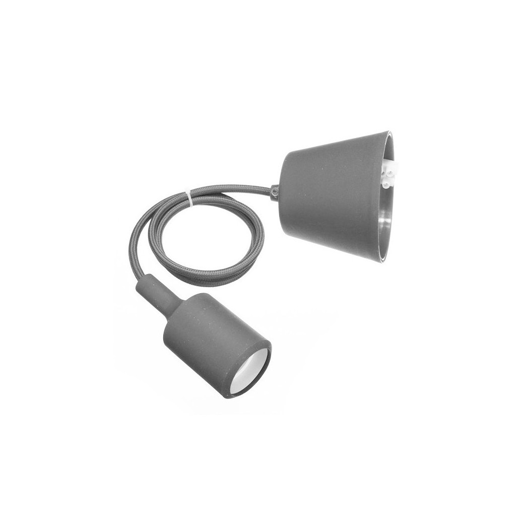 foto del prodotto trade shop traesio pendente a soffitto lampadario lampada moderno cavo in tessuto 1m colore grigio