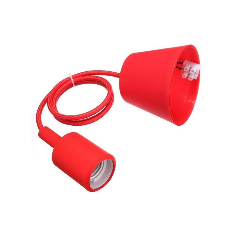 foto del prodotto trade shop traesio pendente a soffitto lampadario lampada moderno cavo in tessuto 1m colore rosso