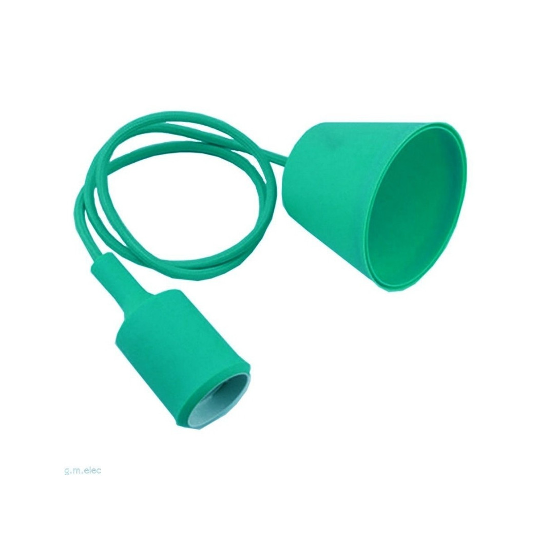 foto del prodotto trade shop traesio pendente a soffitto lampadario lampada moderno cavo in tessuto 1m colore verde
