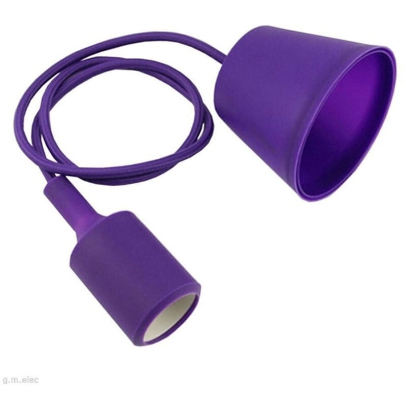 foto del prodotto trade shop traesio - pendente a soffitto lampadario lampada moderno cavo in tessuto 1m colore - viola