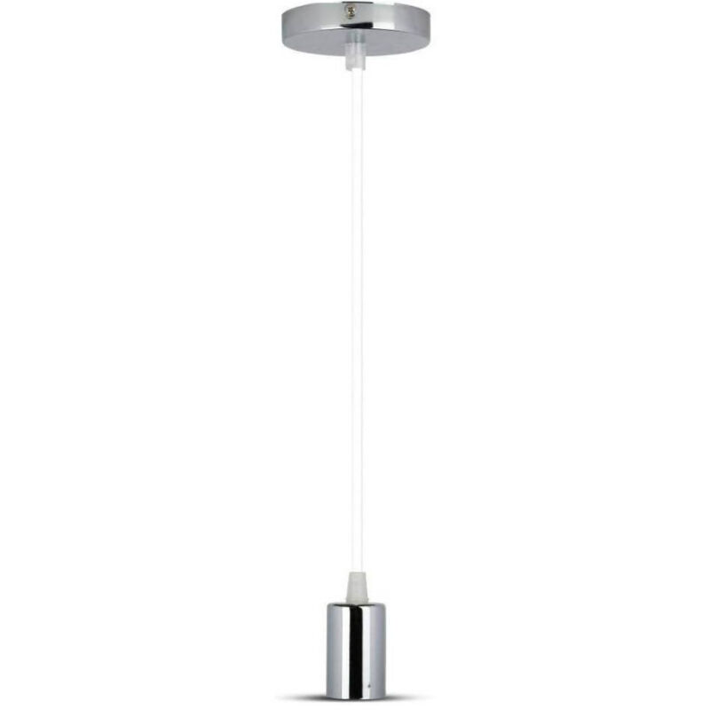 foto del prodotto trade shop traesio pendente in acciaio bianco a soffitto cromato portalampada lampada moderno design 