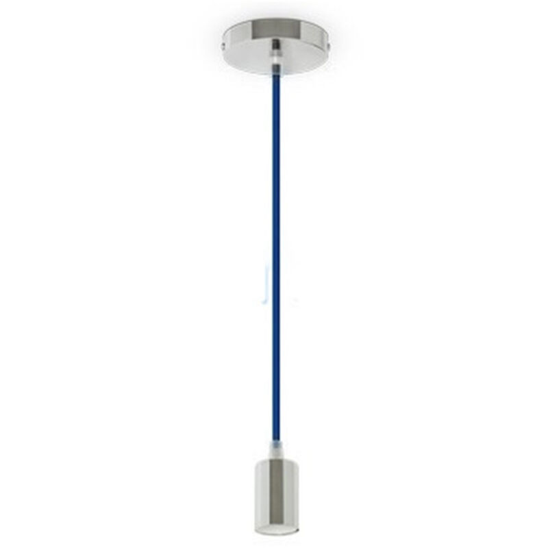 foto del prodotto trade shop traesio pendente in acciaio blu a soffitto cromato portalampada lampada design moderno 