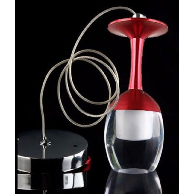 foto del prodotto trade shop traesio pendente lampada lampadario calice rosso a soffitto luce led portalampada moderno 