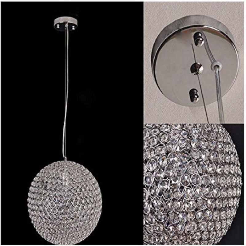 foto del prodotto trade shop traesio pendente lampada lampadario sferico tondo chiuso cristalli soffitto luce led design 