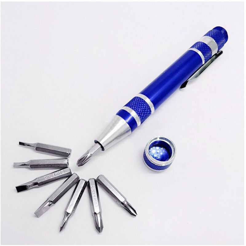 foto del prodotto trade shop traesio penna di precisione 8in1 in alluminio multifunzione set punte cacciaviti cacciavite torx 