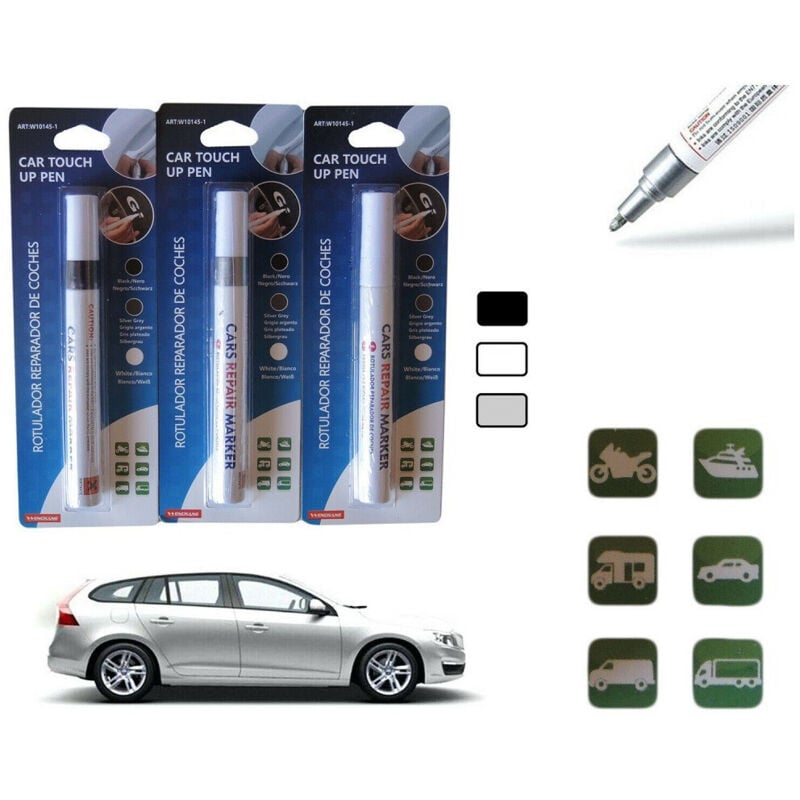 foto del prodotto trade shop traesio penna pennarello per ritocco graffi carrozzeria elimina ripara auto moto grigio
