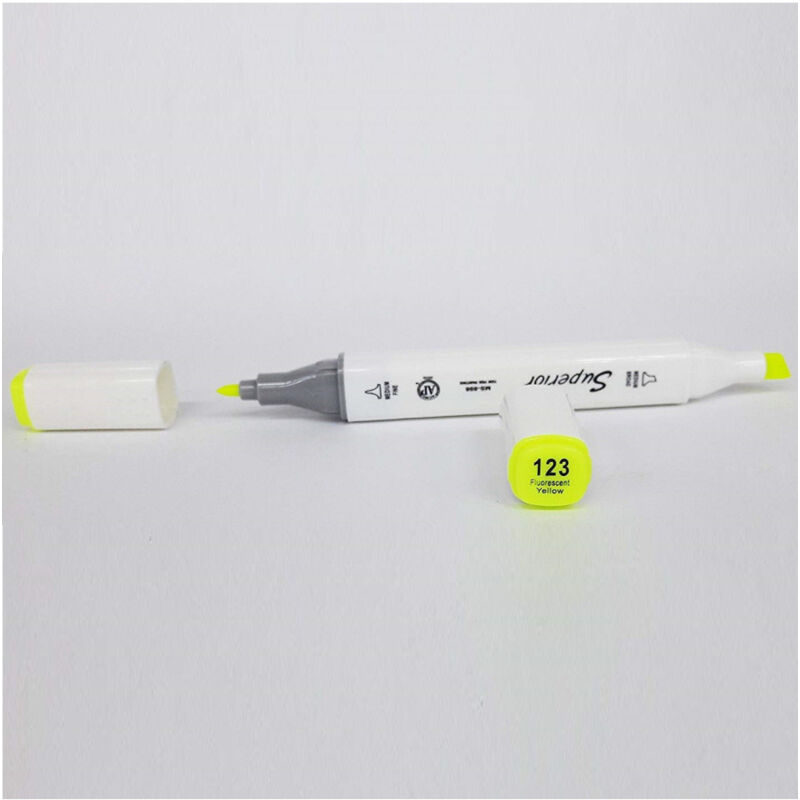 foto del prodotto trade shop traesio pennarello 123 fluorescent yellow colorati doppia punta inchiostro olio colorare 