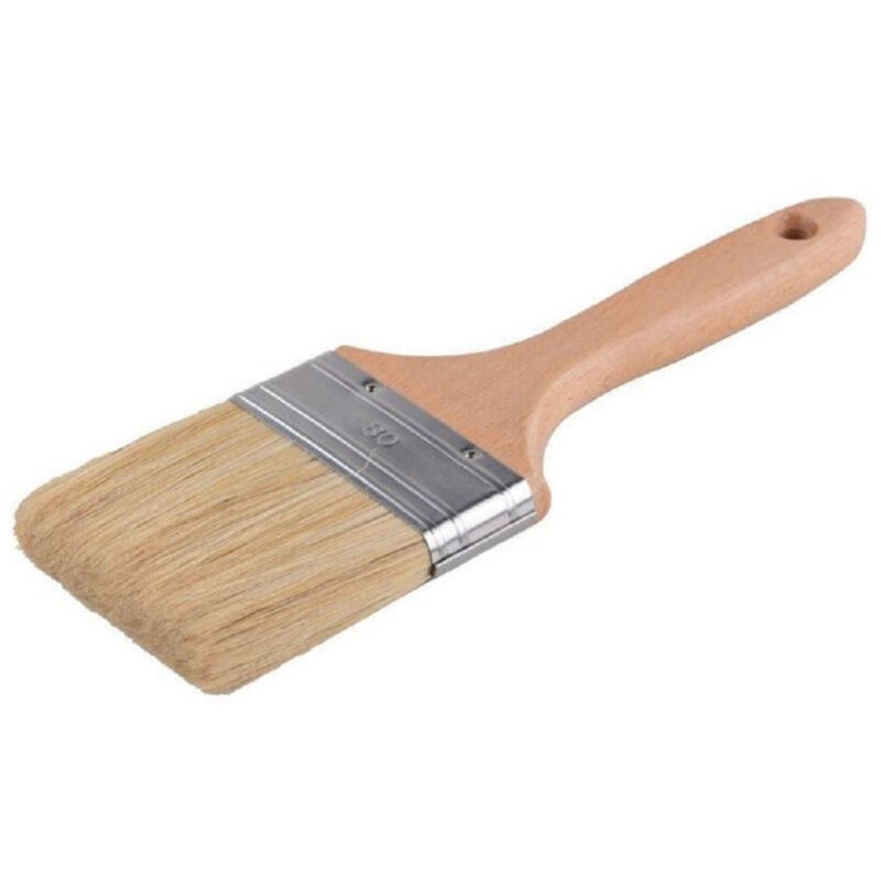 foto del prodotto trade shop traesio pennello piatto 80mm pennellessa manico in legno con setole lunghe per dipingere 